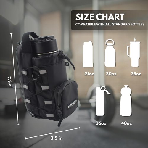 EVERGREEN DISTRIBUTERS Magnetic Gym Bags for Men and Women - Crossbody Water Bottle Carrier Bag with Phone Pocket - Small Gym Bag Perfect for Organizing Gym Accessories