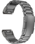 MaKTech Titanium Band for Garmin,22mm Five-Piece Metal Bracelet Strap with Quick Release Connector,Tortoise Buckle,for Garmin Fenix 8 47mm/E 47mm/7/6 Smartwatch (Gray)