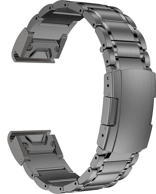 MaKTech Titanium Band for Garmin,22mm Five-Piece Metal Bracelet Strap with Quick Release Connector,Tortoise Buckle,for Garmin Fenix 8 47mm/E 47mm/7/6 Smartwatch (Gray)