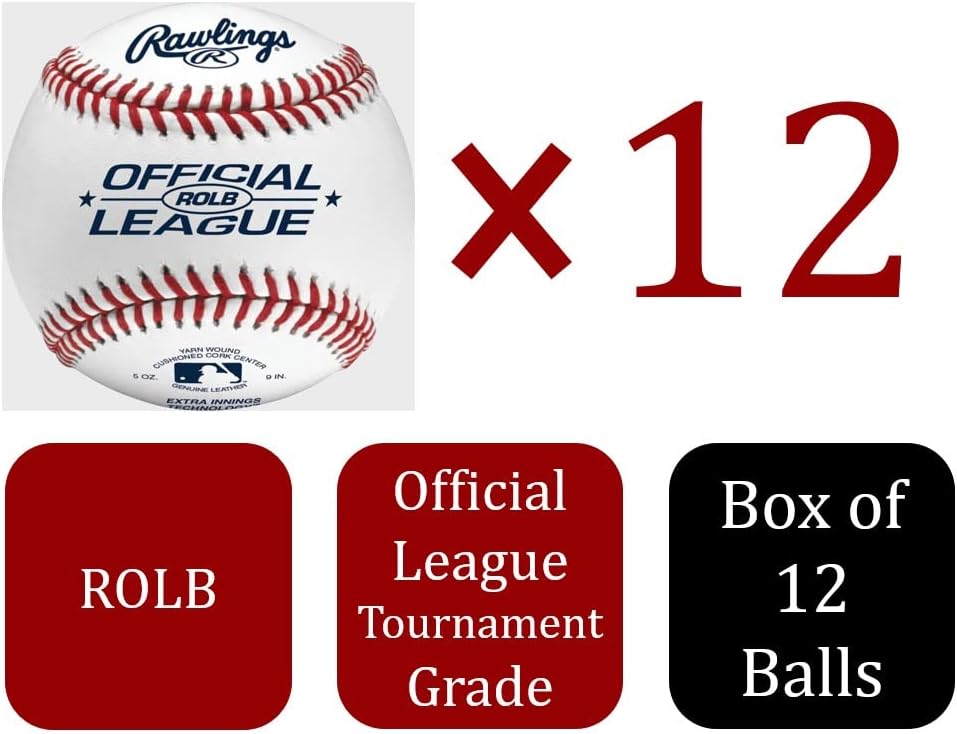 Rawlings Official League Baseballs - Tournament Grade Leather Cover | 12 Count for Ages 14U
