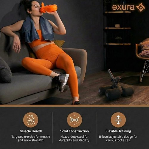 Exura Tib Bar Adjustable Tibialis Trainer for ATG & Knees Over Toes, Fits 1” and 2” Plates, Tibialis Bar for Shin, Ankle & Lower Leg Strength, Calf Raise & Leg Extension Workouts