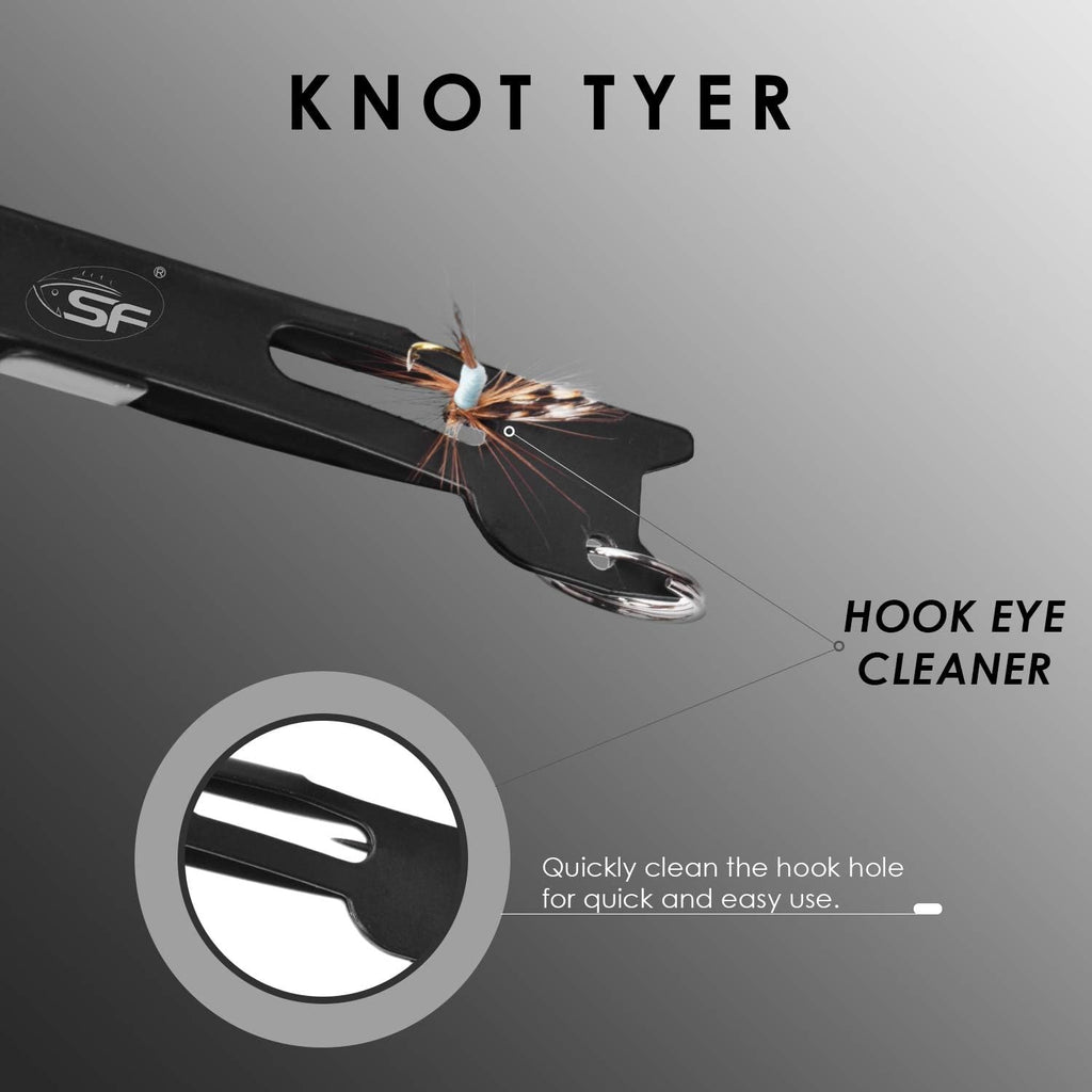 SF 3-in-1 Fly Fishing Nipper - Versatile Line Cutter & Knot Tying Tool | Compact Black Design