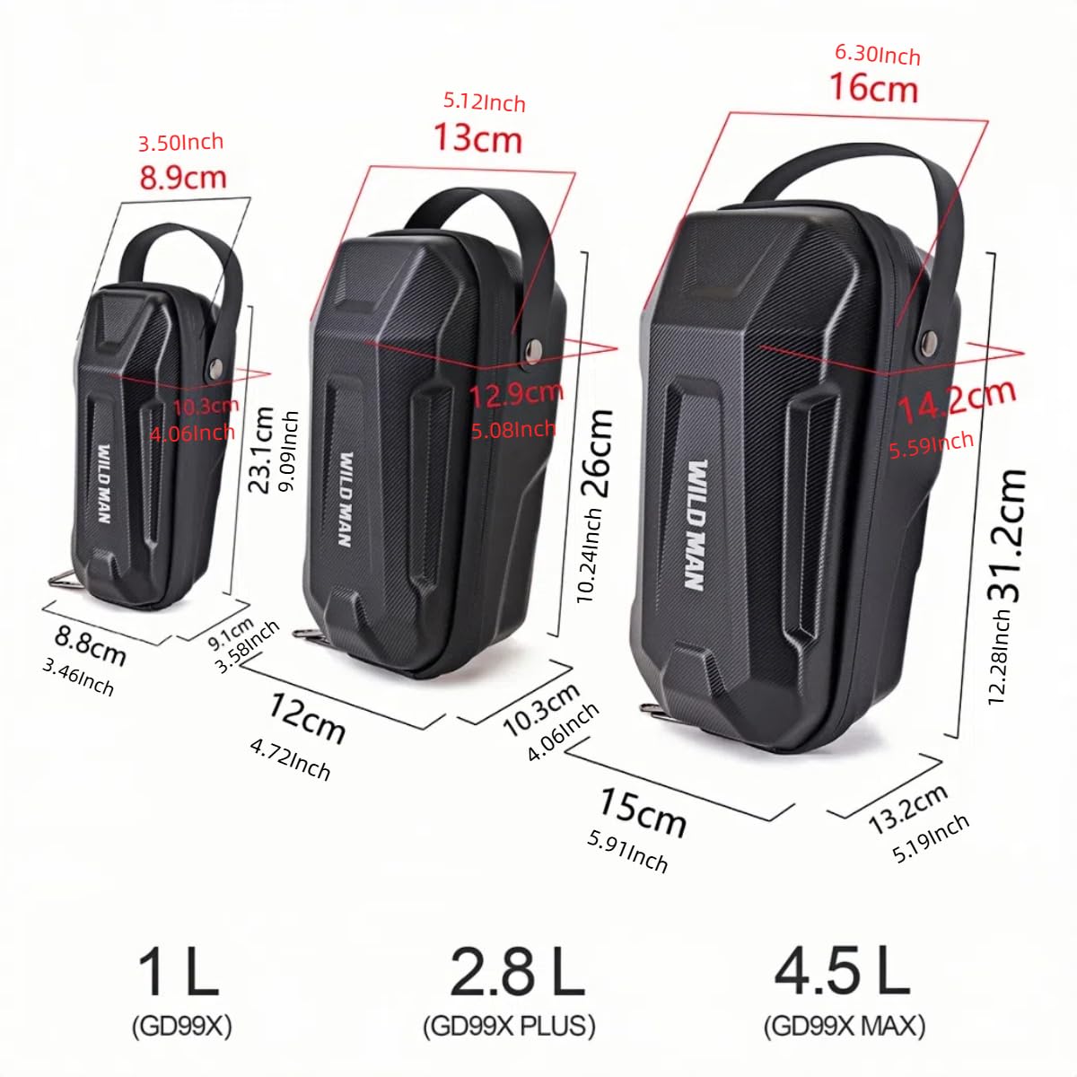WILD MAN Hard Shell Handlebar Scooter Bag Quick Release Design Bike Bag Anti-Theft Design Scooter Storage With Carry Handle for Kick Scooters Folding Bike-GD99X(Black,4.5L)