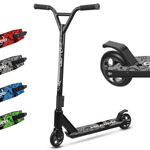 MEE GOO Pro Freestyle Scooter - Lightweight Aluminum Deck, 110mm Wheels ABEC-10 Bearings, Supports 220 lbs, for Skate Park Tricks BeginnersTeens&Adults(Grey-NEW)