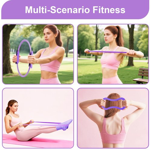 CoreHarmony Home Pilates Workout Set for Women, Magic Circle Ring with Mini Ball, Stretch Loop Band, Workout Towel and Grip Socks, Valentine’s Day Gift for Her