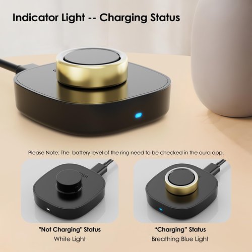 WONJOY Charger Compatible with Oura Ring 4, Fast Charging Dock with USB-C Cable for Oura Gen 4 Smart Ring (Black, Size 11)