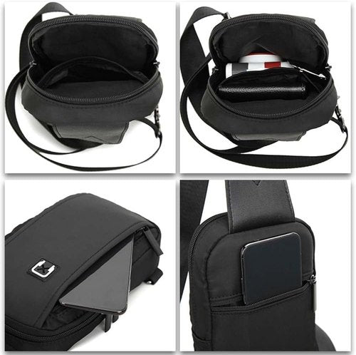 DONGKER Waterproof Sling Crossbody Bag - Adjustable Shoulder Strap & Headphone Jack for Hiking | Travel