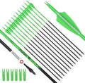 Elong 28" Carbon Hunting Arrows - 12PCS Spine 500 with 100 Grain Screw Tips | Green/Orange