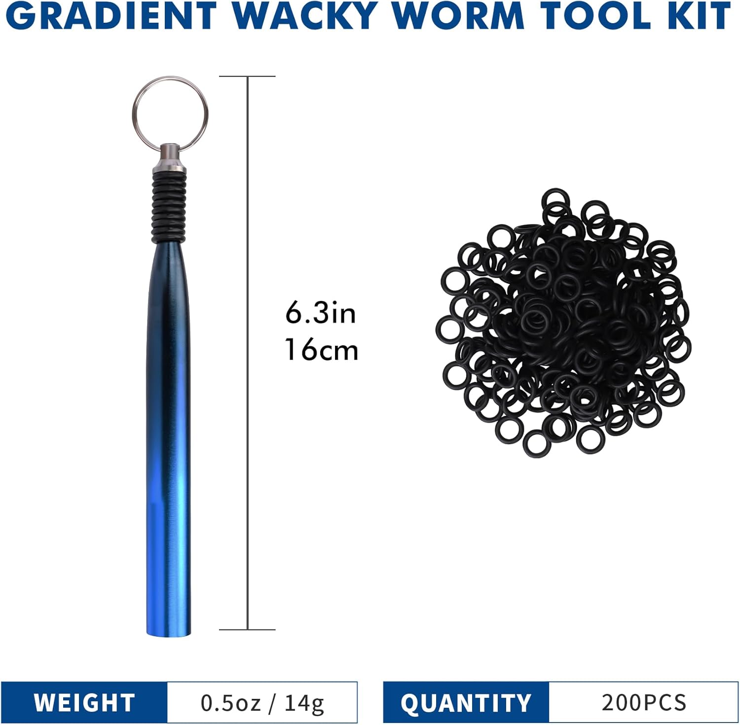 Truscend Gradient Fishing Wacky Rig Tool - 210 Pcs Silicone O Rings for 3"-4" & 5"-7" Worm Lures