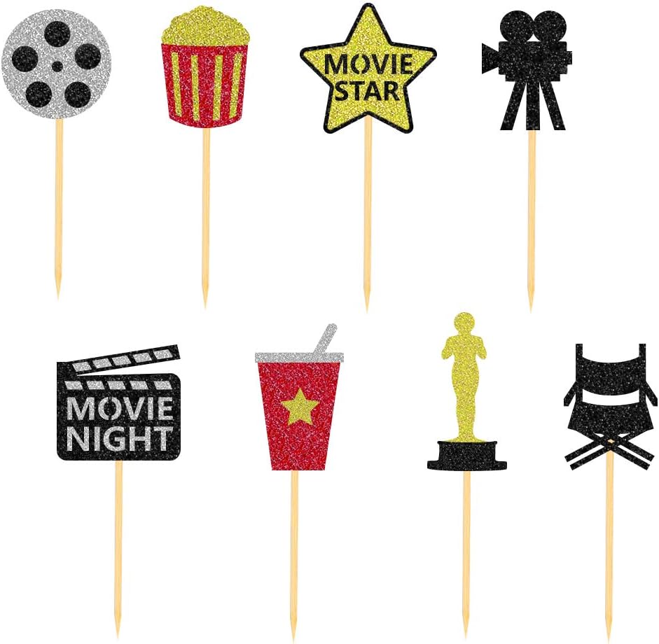 Regine Switzerland Theater Cupcake Toppers - Fun Movie Night Party Decorations | Set of 24