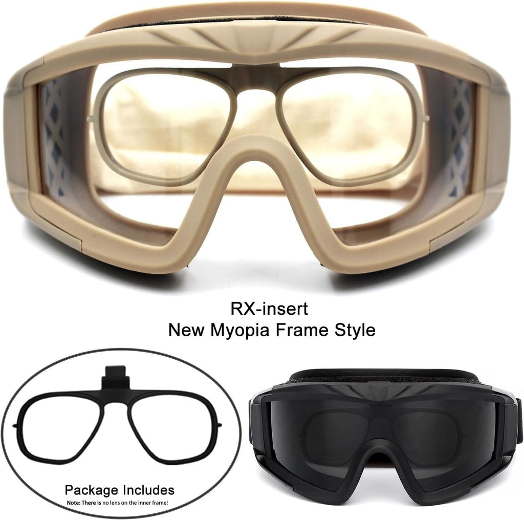 SPOSUNE Airsoft Goggles - Anti-Fog Tactical Goggles with 3 Interchangeable Lenses | UV400 Protection