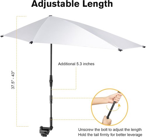G4Free Adjustable Chair Umbrella - XL UV Protection Sun Shade for Beach, Stroller, Golf Cart, Patio