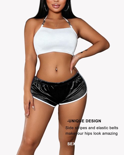Hot Pants Shorts Booty Shorts Sports High Cut Yoga Gym Running Slimming Fitness Activewear Butt Lifting Rave Bottoms (US, Alpha, Large, Regular, Regular, Black)
