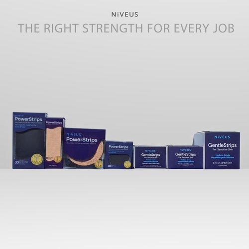 Niveus Gentle Strips - Dentist Developed | Medical Grade Gentle Silicone Tape | Hypoallergenic | FSA HSA Approved - for Sensitive Skin (New Packaging) (1 in x 16.4 ft)