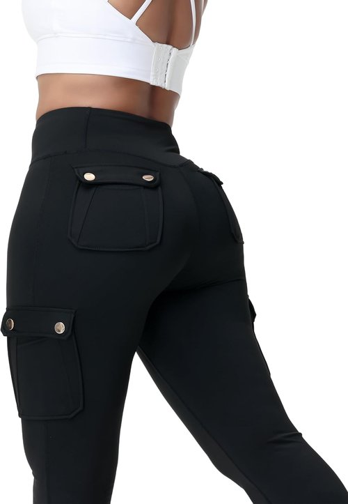Madrirdma Cargo Leggings - High Waist Workout Pants with Pockets for Women | Flare Design