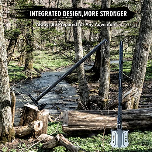 28-in-1 Camping Survival Shovel Set with Axe, Flashlight & High Carbon Steel