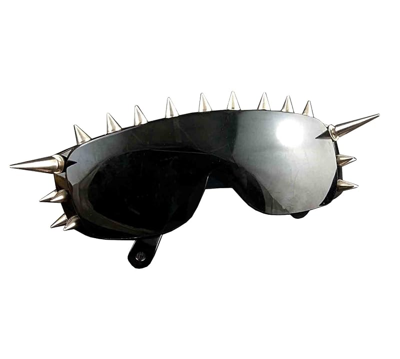 Cool Rock Punk Spike Sunglasses – Metal Studded Moto Biker Glasses, Black