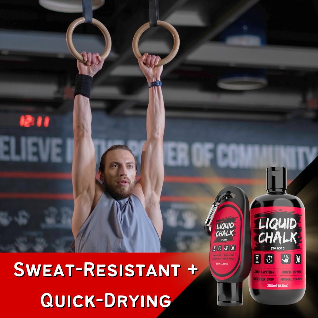 PowerGrip Liquid Chalk - Sweat-Proof Grip Enhancer for Weightlifting, Rock Climbing & Gymnastics