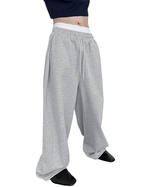 Landtown Men's Baggy Lounge Pants Cotton Sweatpants with Elastic Drawstring Waist with Pockets, Light Grey