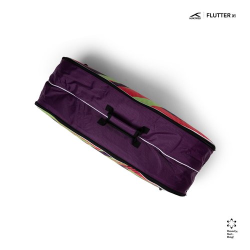 HUNDRED Strike Badminton and Tennis Racquet Kit Bag | Size: Large | Material: Polyester | 2 Compartments | Front Zipper Pocket | Padded Back Straps | Easy-Carry Handle | Prune Purple (6in1)