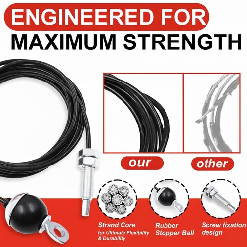 J Bryant Fitness Gym Replacement Cable Screw Bolt Cables Fitness Pulley Thick 5mm Heavy Duty Steel Wire Rope for Home Gym Cable Pulley Machine Accessories