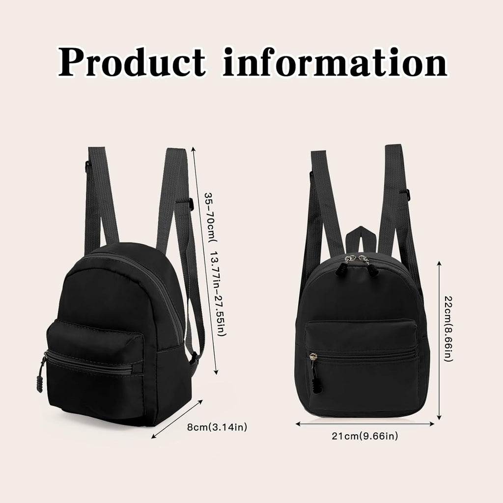 Skiennix Mini Backpack - Lightweight Small Backpack Purse with Zippers for Travel | Black