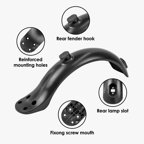 Electric Scooters Rear Mudguard, 4 Hole Scooter Rear Black Fenders Bracket Scooter Replacement Part Accessory