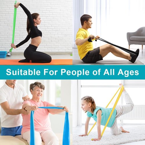 Flintronic Exercise Resistance Bands - 3 Pack with 3 Resistance Levels | 1.5M Elastic Stretch Bands for Strength Training & Yoga