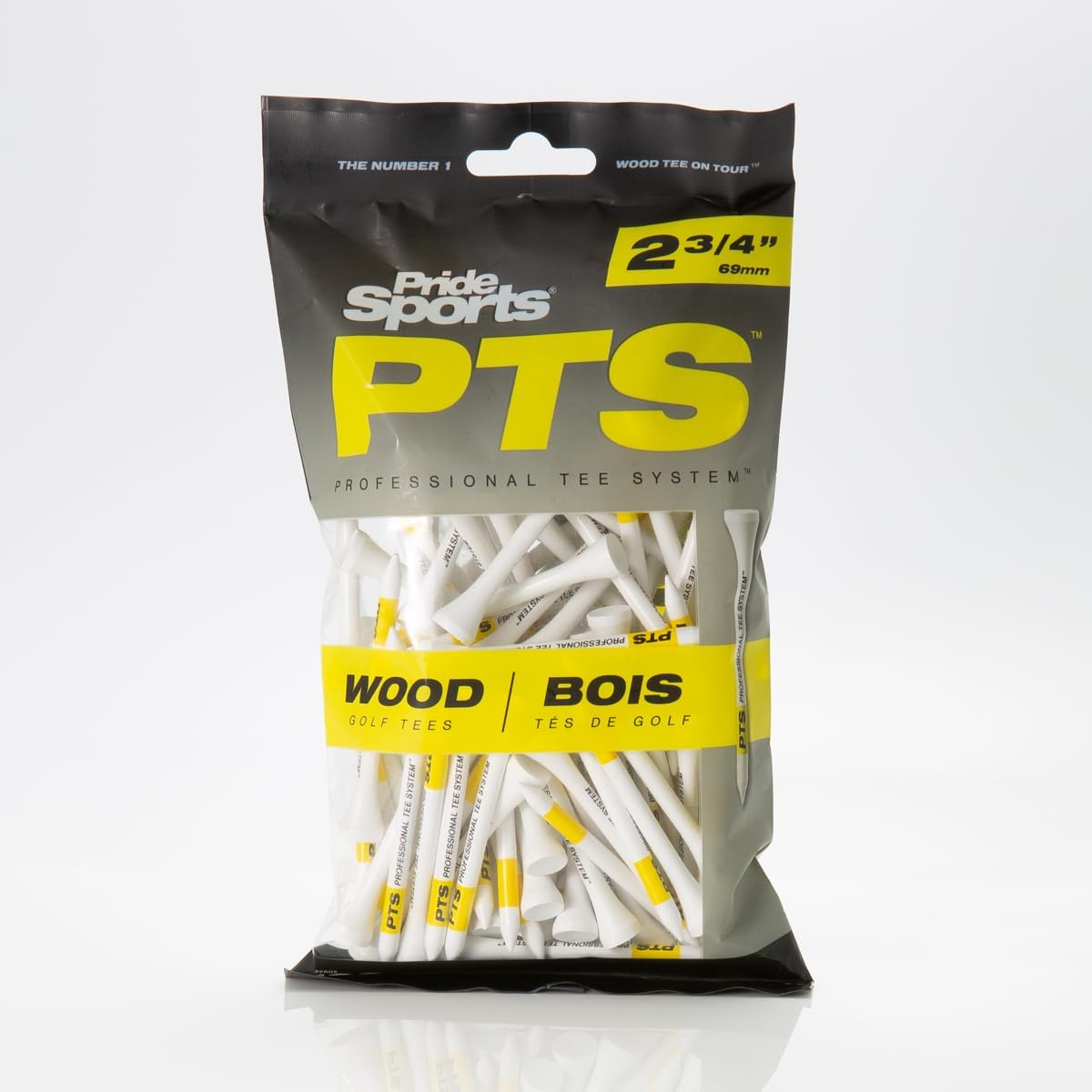 PrideSports PTS Wood Golf Tees - 100 Count, 2-3/4 Inch | Top-Rated Wood Tee for Drivers & Woods