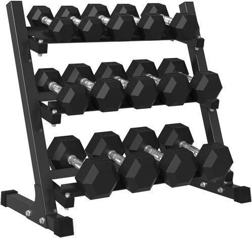 Mikolo Dumbbell Sets - Rubber Hex Hand Weights with Rack | Multiple Options: 160-550LB for Strength Training