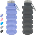 YCT Collapsible Water Bottle - 17oz Portable Silicone Bottle for Travel, Gym & Hiking | Purple & Black