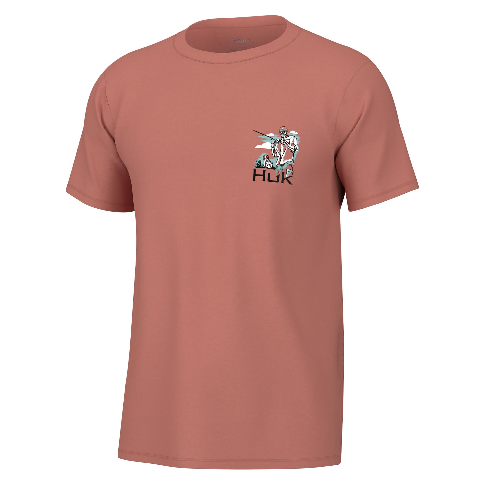 HUK Mens Fishing Graphic Tee, Performance Short Sleeve, Quick-Dry, Fletch N Bones - Sunburn, Medium