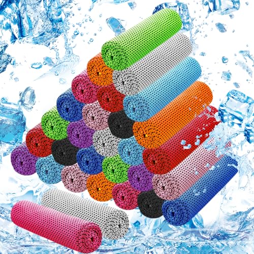 Multicolor 30-Pack Cooling Towels for Neck & Face - Microfiber Sports Ice Towels
