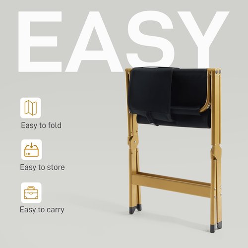 EVER ADVANCED Aluminum Directors Chair, Folding Studio Movie Chairs Camping Event Vendor Chair, 19" Seat Height Black Fabric/Golden Frame, Support 350lbs