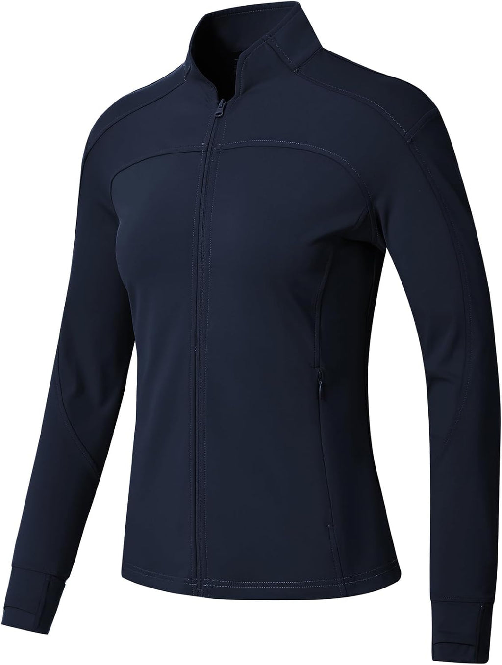 BGOWATU Women's Lightweight Workout Jacket - Zip-Up Athletic Jacket with Thumb Holes for Comfort
