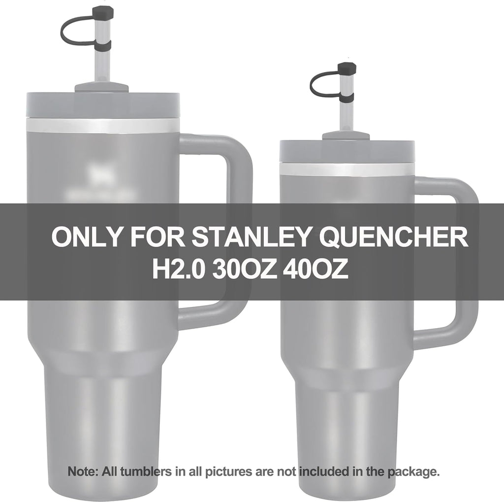 Stanley Silicone Spill Stopper Set - Compatible with 30oz & 40oz Cups | Includes Straw Cover (Set of 2, Black)