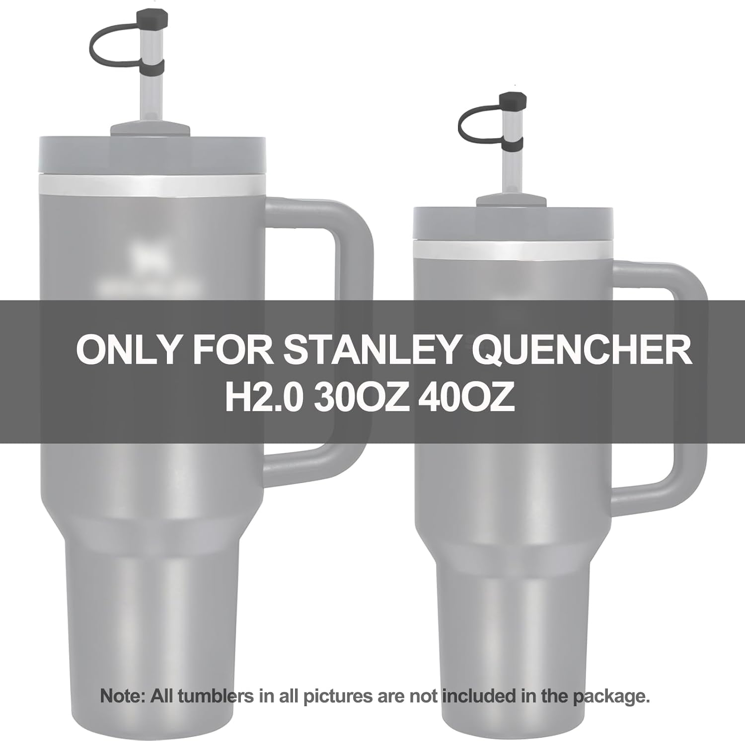 Stanley Silicone Spill Stopper Set - Compatible with 30oz & 40oz Cups | Includes Straw Cover (Set of 2, Black)