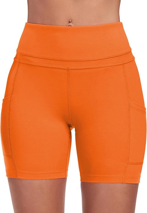ChinFun Yoga Shorts - High Waist Tummy Control | 4-Way Stretch Workout Shorts with Side Pockets
