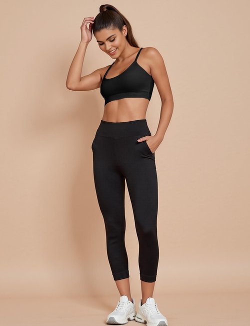 Buauty U Neck Sports Bra for Women, Adjustable Thin Straps Padded Push up Women's Sport Bras, Light Support Bra, Low Impact Spaghetti Strap Sport Racerback Bras Black S