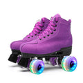 Women's Roller Skates Outdoor Suede Quad Skates Purple Size 37