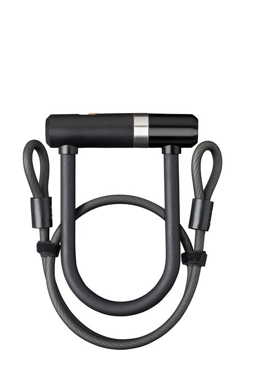 AXA Newton Mini Bike U-Lock with Cable, Heavy Duty Anti-Theft Bicycle U Lock, 14mm Shackle and 10mm x3.25ft Length Security Cable with Mounting Bracket and Keys