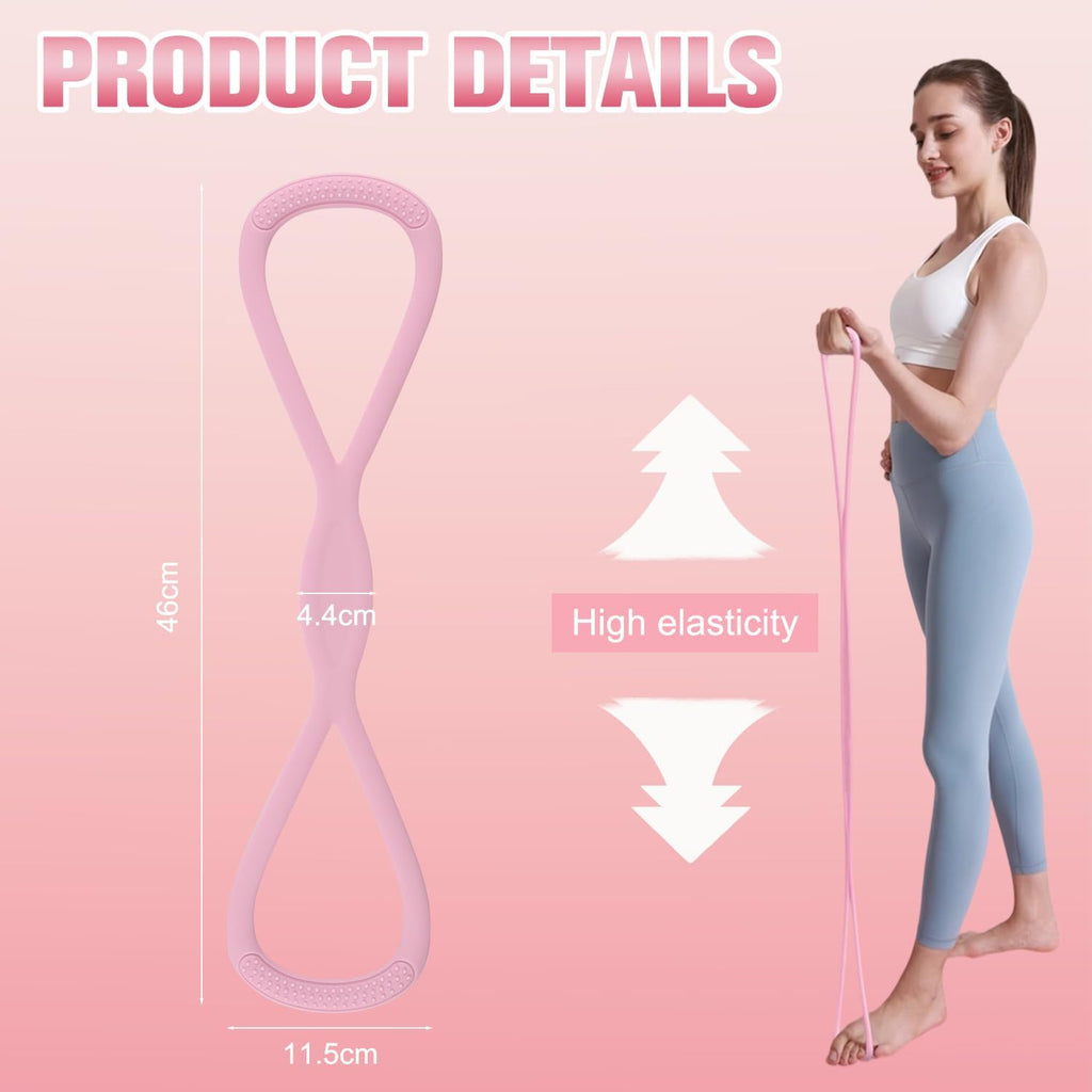 Skiennix 2-Pack Figure 8 Resistance Bands - Portable Exercise Bands with Handles for Strength Training & Yoga