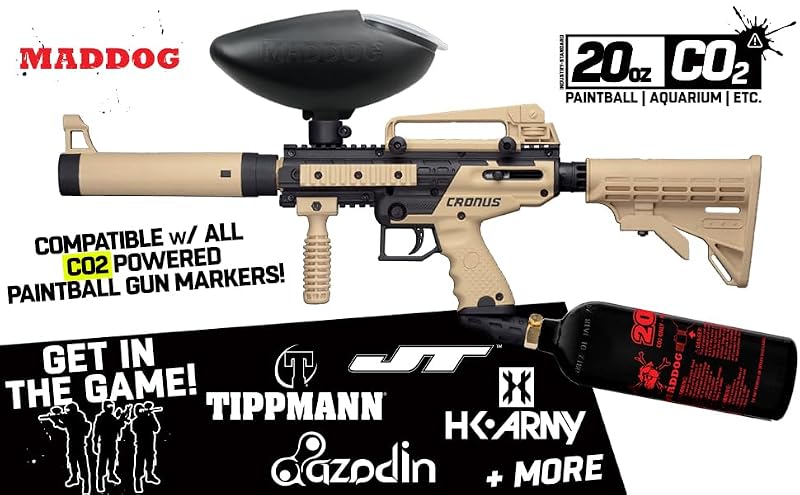20 Oz Refillable Aluminum CO2 Paintball Tank - Industry-Standard Repeater Valve, Ships Empty