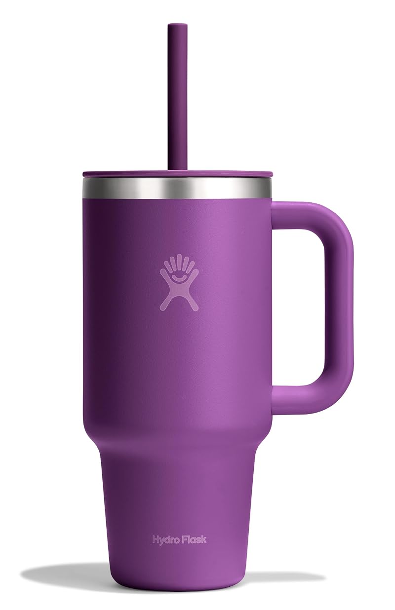 Hydro Flask 32 Oz Travel Tumbler with Handle, Lid & Straw - Beachplum Purple