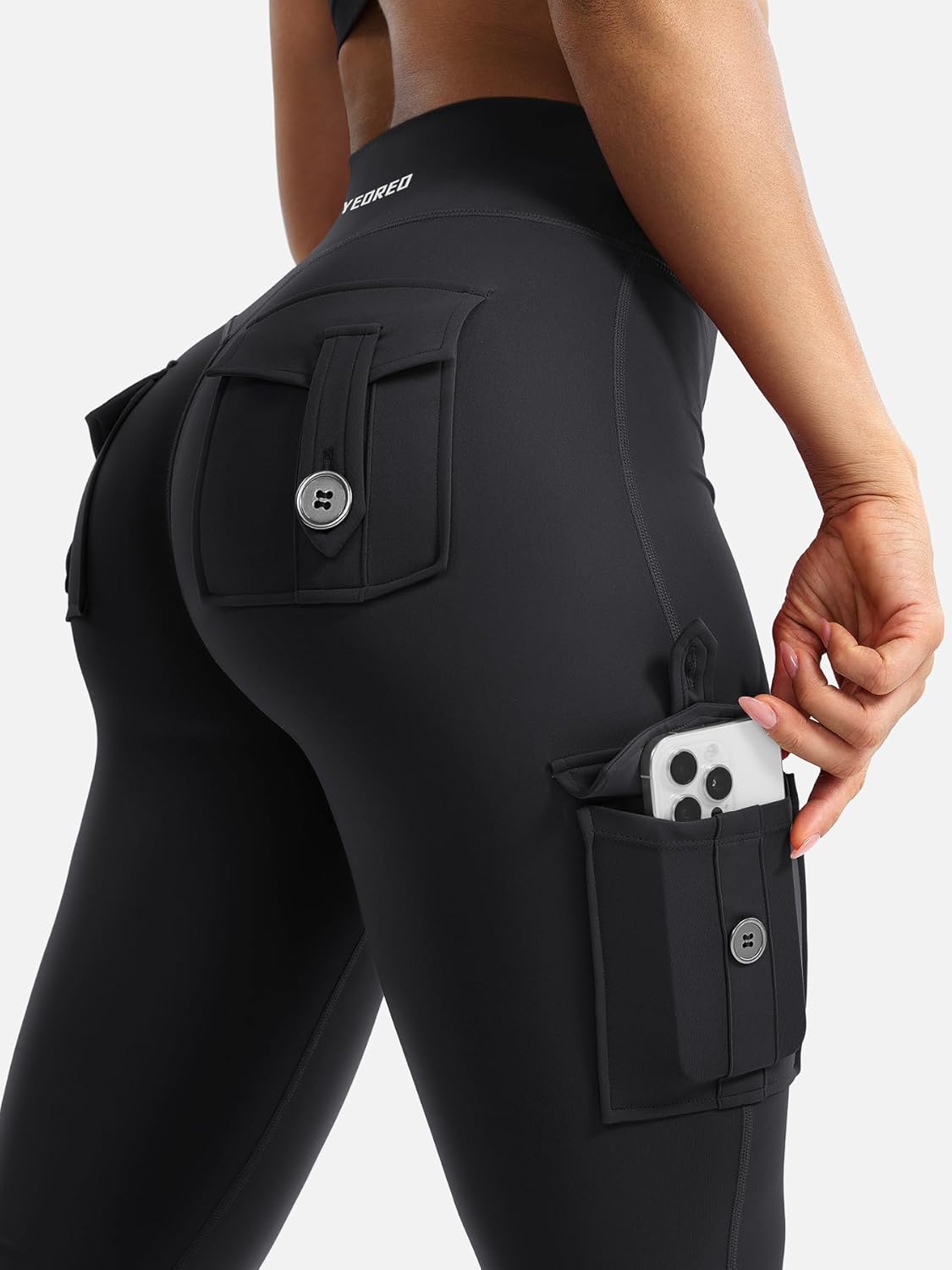 YEOREO CoreFlex Women's High-Waisted Flare Leggings - Hidden Pockets & No Front Seam | Gym & Yoga Wear