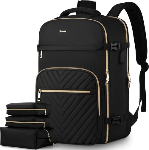 MOMUVO Large Travel Backpack - Flight Approved Carry-On for Women with USB Charging Port | 18.4 Inch