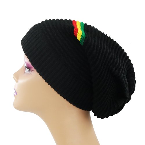 Unisex Rasta Stripe Beanies Jamaica Reggae Cap Slinky Beanie Multi-Colour Striped Slouchy Baggie Beanie Skullies Gorro Rasta Hat
