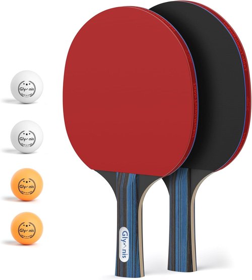 Glymnis Ping Pong Paddles Set - Premium Table Tennis Rackets with Balls & Storage Case | Indoor/Outdoor Use
