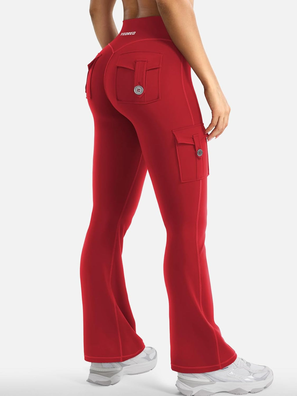 YEOREO CoreFlex Women's High-Waisted Flare Leggings - Hidden Pockets, No Front Seam, Perfect for Yoga & Gym