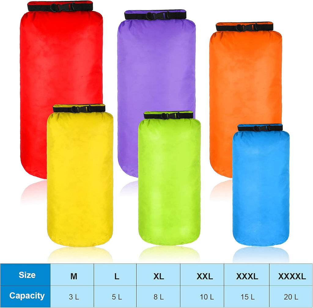 Shappy Waterproof Dry Bag Set - Ultralight 6 Pcs Stuff Sack for Camping, Kayaking & Hiking | 3L to 20L Sizes